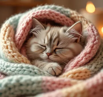cozy-sleeping-kitten-knitted-blanket-ai