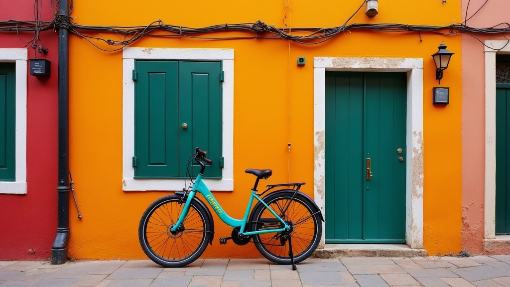 bicycle is parked beside a house