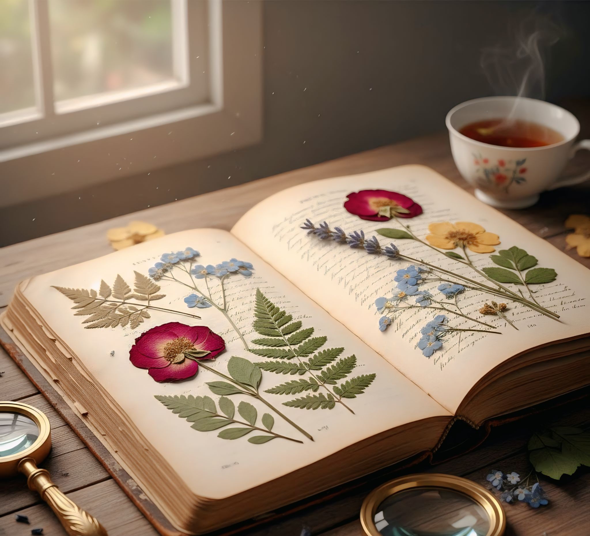 Vintage-botanical-pressed-flowers-book
