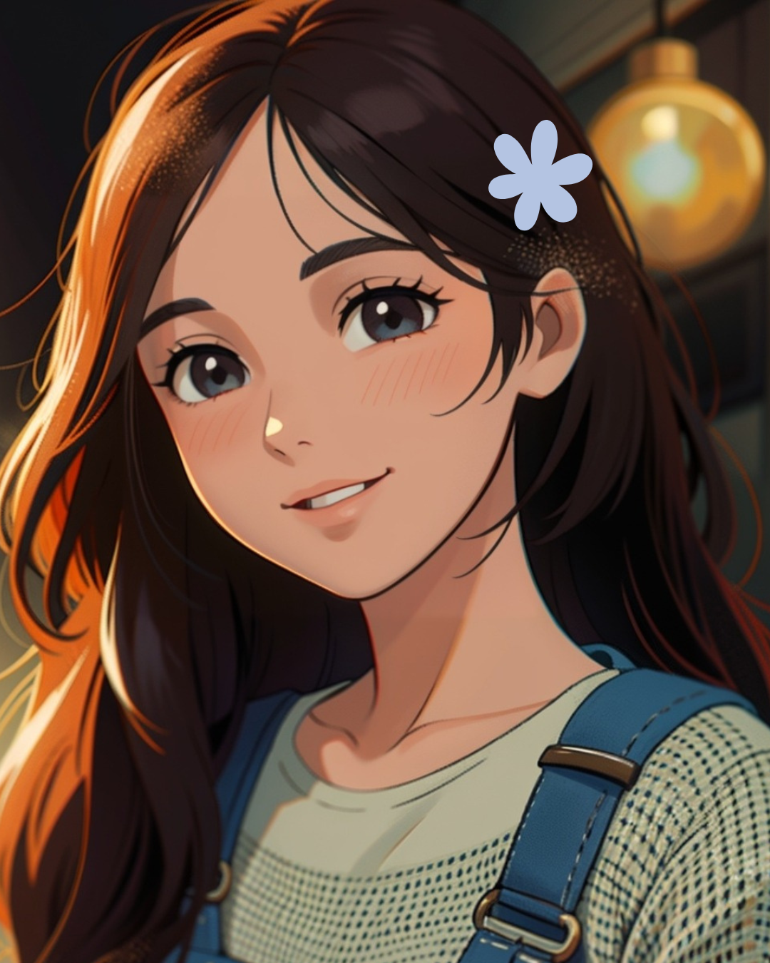 anime-girl-long-brown-hair-flower